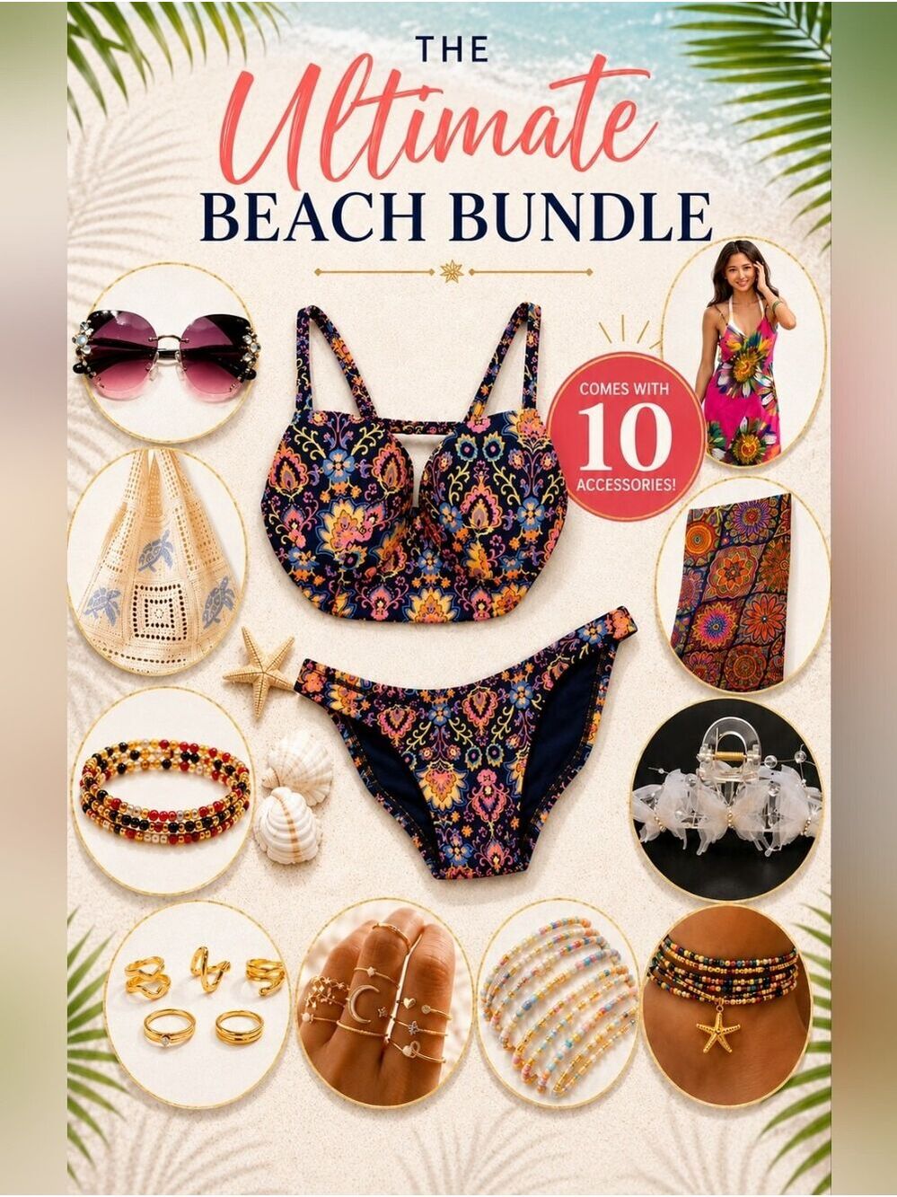 Xhilaration Navy Floral Bikini Set Large
